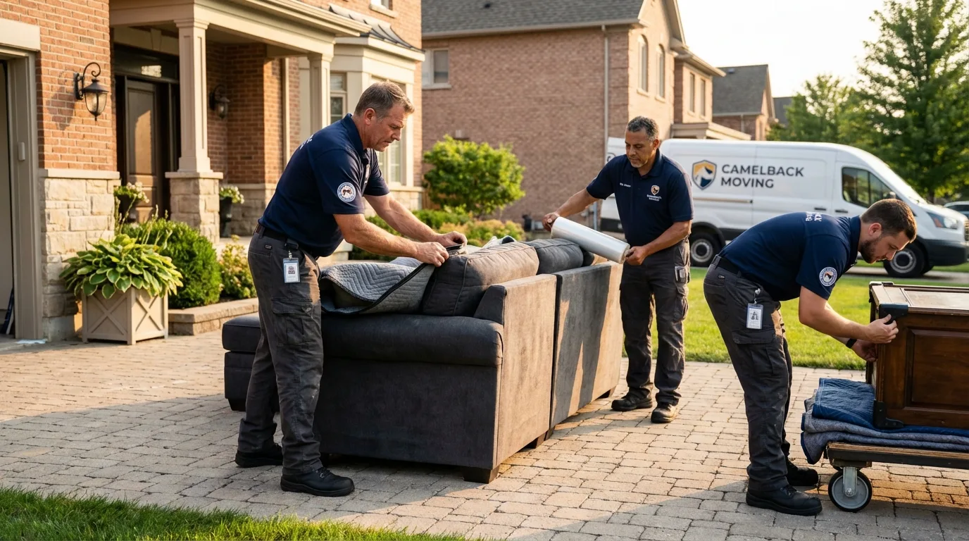 Large estate moving crew wrapping furniture in Selmer, TN
