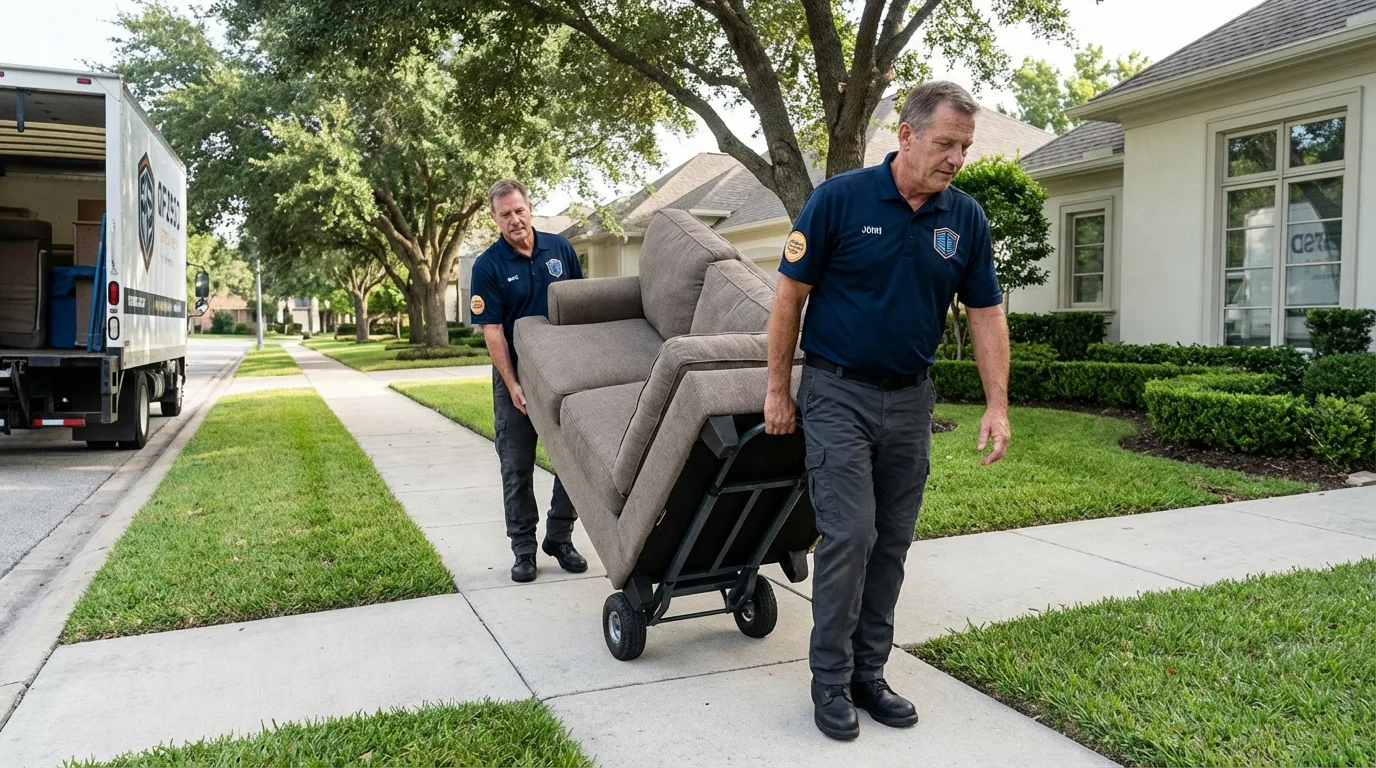 Local residential moving crew loading furniture in Selmer, TN